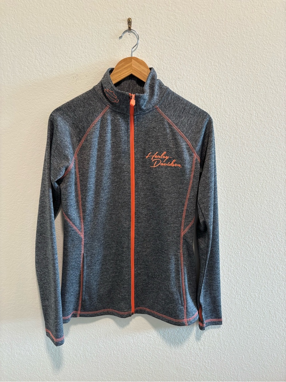 Harley-Davidson Gray Zip up athletic Jacket with Orange Accents - Denver